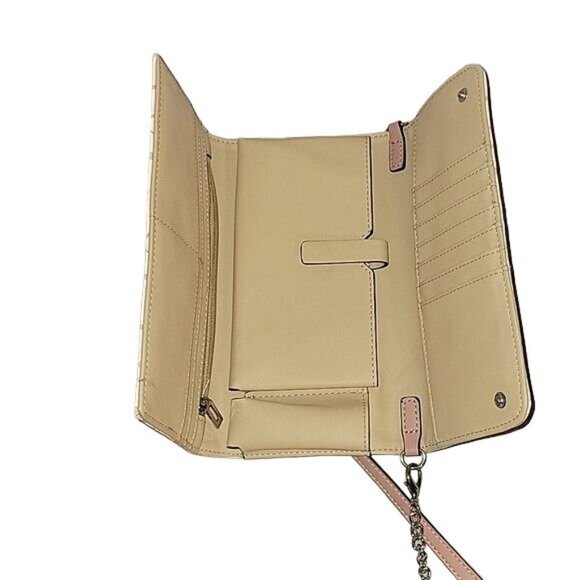 GUESS‎ Women's  Foldover Crossbody Purse Cream/Beige Pockets Lightweight Party - Picture 4 of 8